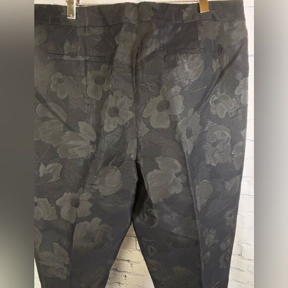 NWT Talbots Heritage Black Floral Jacquard Pants Side Zip Festive Party 16 - Picture 6 of 12